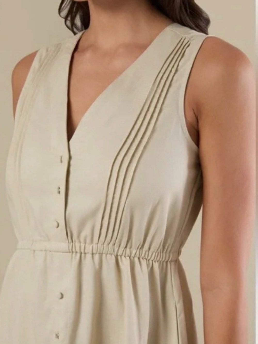 Rachel Parcell Cream Button-Front V-Neck Midi Dress - Picture 2 of 11